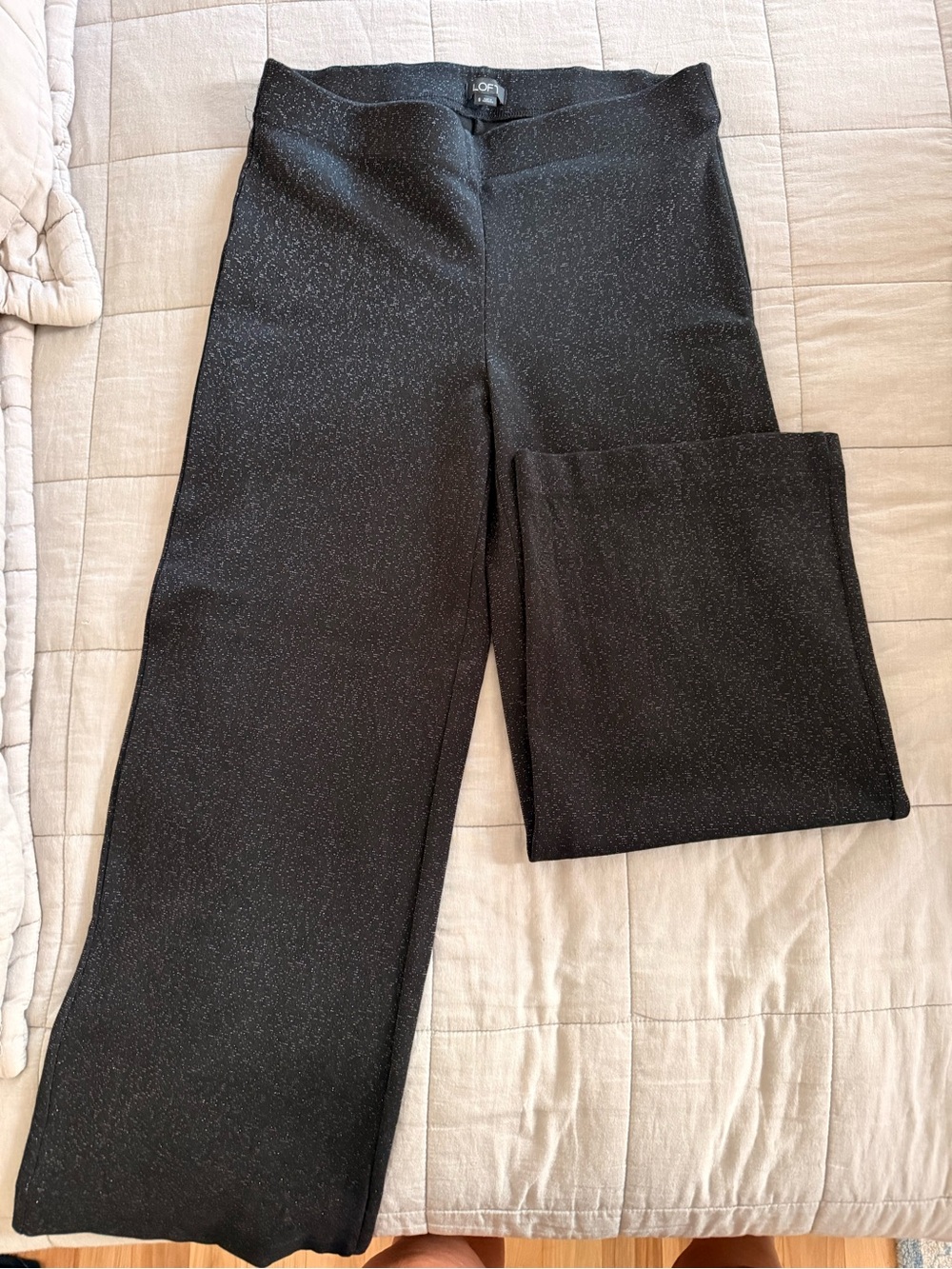 LOFT Black Metallic Wide-Leg Pants